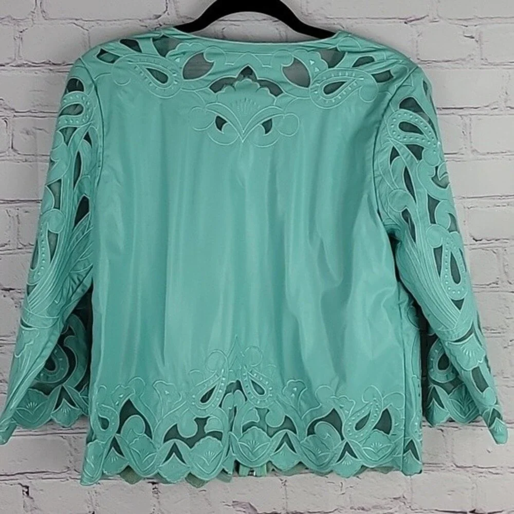 Weavz  Aquamarine colored polyurethane  zipper jacket. Size Small. - Picture 6 of 8